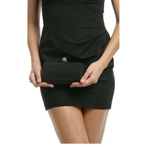 Rent the runway Whiting and Davis black mesh glam clutch with diamond accent - Picture 3 of 6